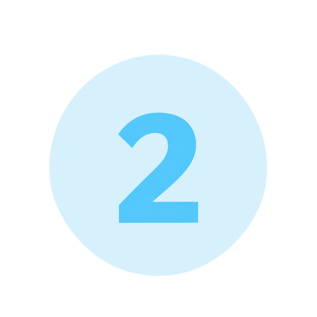 Icy Blue Circle with Number 2
