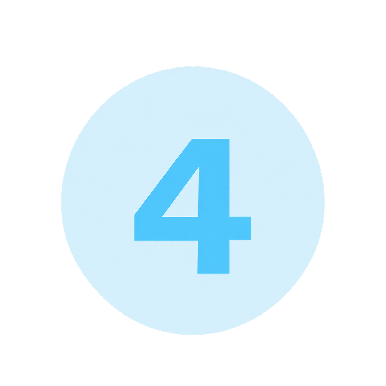 Light Blue Circle Badge with Number 4