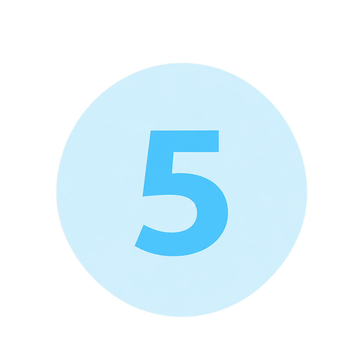 Pale Blue Circle with Number 5