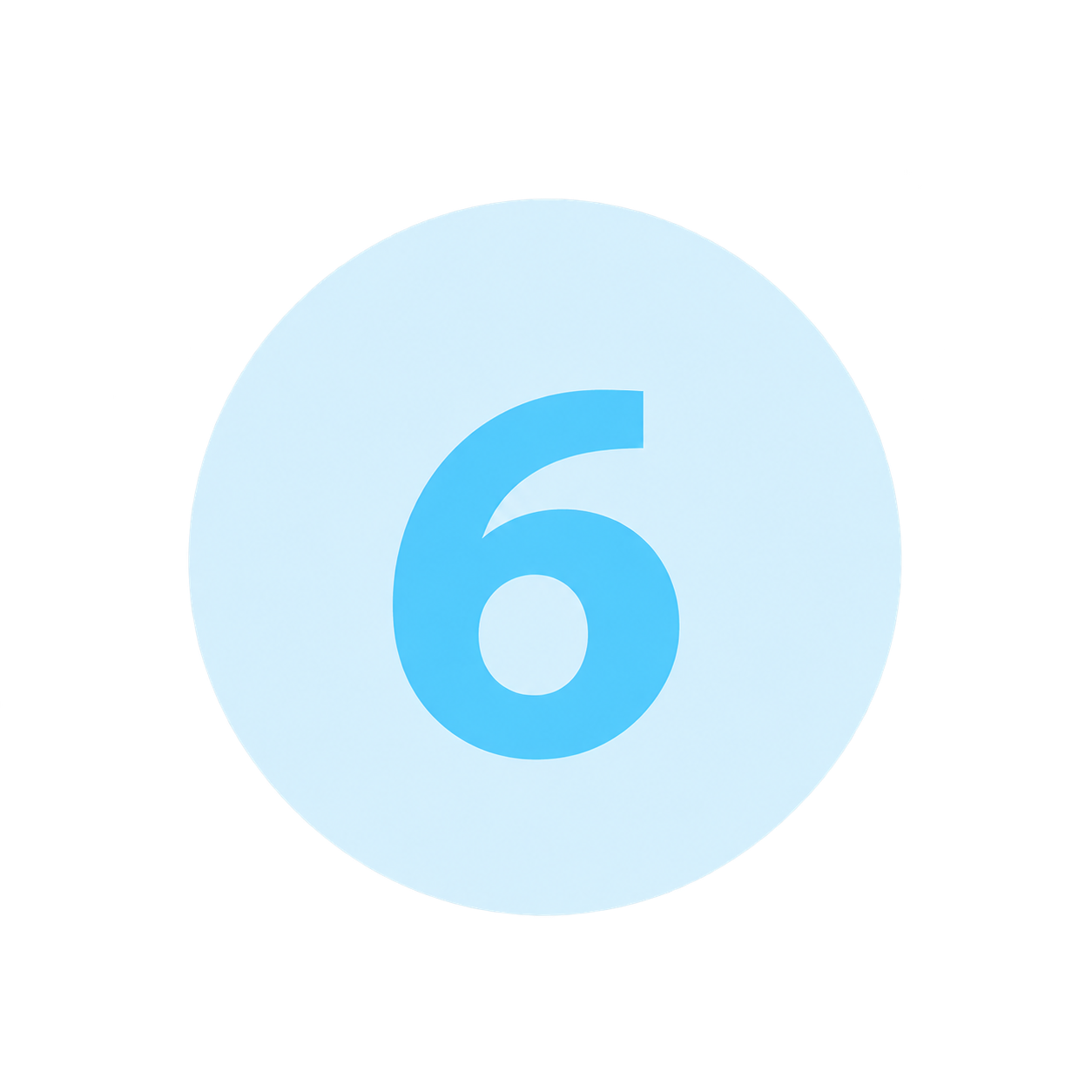 Pale Blue Circle with Number 6 (1)