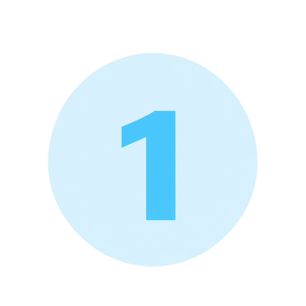 Pale Blue Circle with Number One
